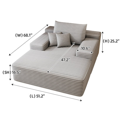 51.2 Corduroy 2-Seater Sofa - Cloud-Like Deep Seat, 600lb Capacity, No Assembly Required, with Ergonomic Pillows