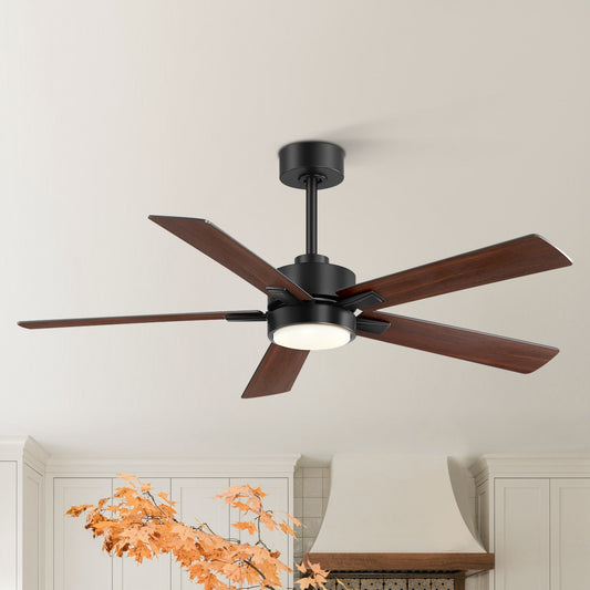 Ventilateur de plafond à DEL de 52 po avec kit d'éclairage et télécommande - 5 pales