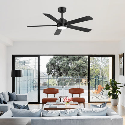 Ventilateur de plafond à DEL de 52 po avec kit d'éclairage et télécommande - 5 pales