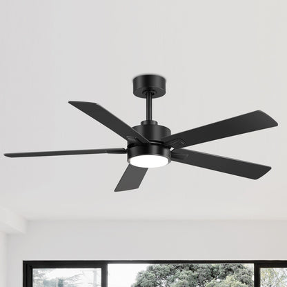 Ventilateur de plafond à DEL de 52 po avec kit d'éclairage et télécommande - 5 pales