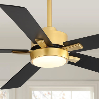 Ventilateur de plafond à DEL de 52 po avec kit d'éclairage et télécommande - 5 pales