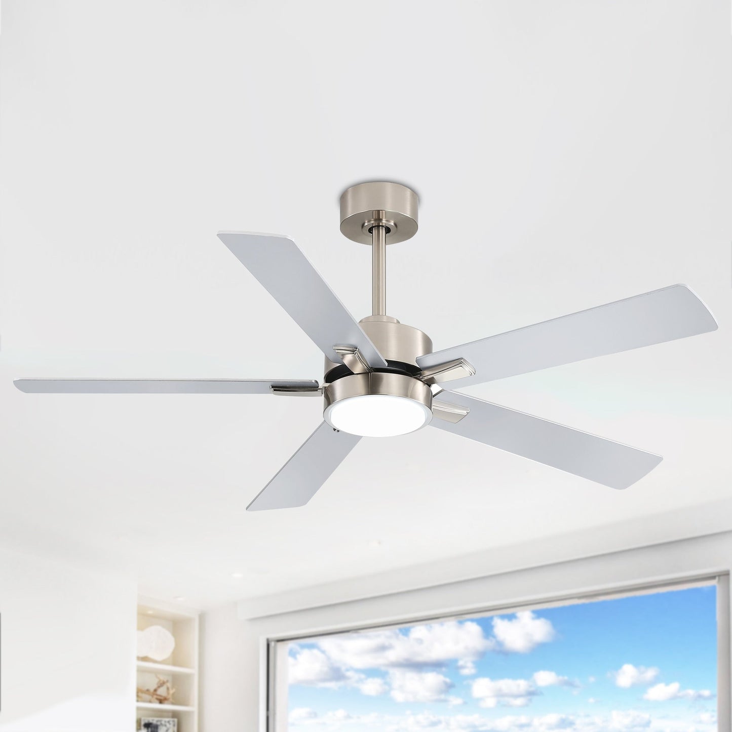 Ventilateur de plafond à DEL de 52 po avec kit d'éclairage et télécommande - 5 pales
