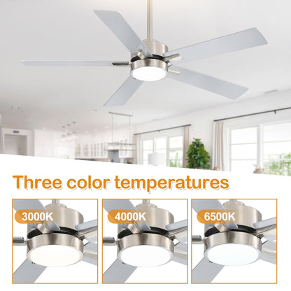 Ventilateur de plafond à DEL de 52 po avec kit d'éclairage et télécommande - 5 pales