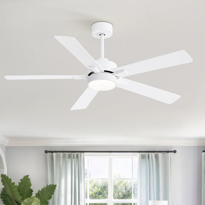 Ventilateur de plafond à DEL de 52 po avec kit d'éclairage et télécommande - 5 pales