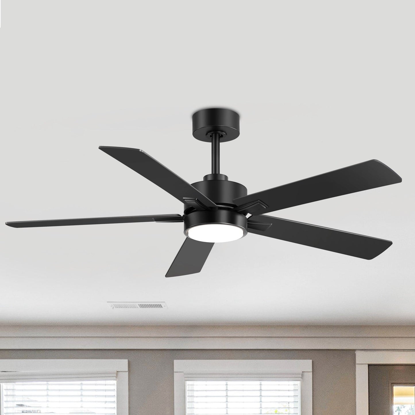 Ventilateur de plafond à DEL de 52 po avec kit d'éclairage et télécommande - 5 pales