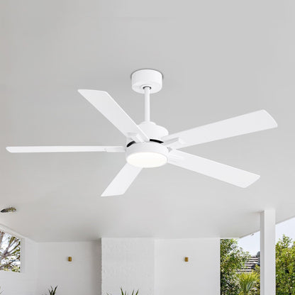 Ventilateur de plafond à DEL de 52 po avec kit d'éclairage et télécommande - 5 pales