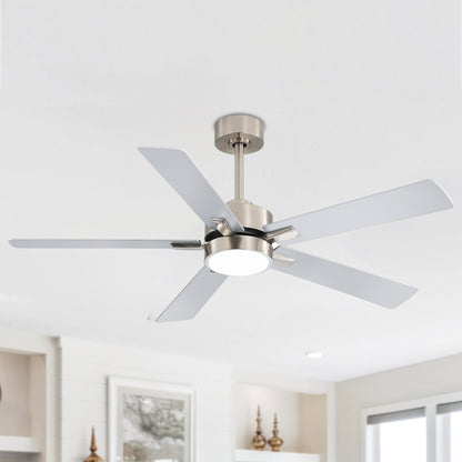 Ventilateur de plafond à DEL de 52 po avec kit d'éclairage et télécommande - 5 pales