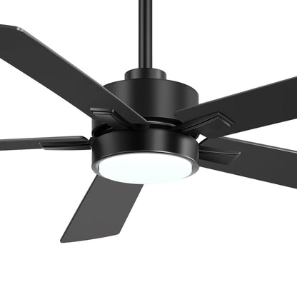 Ventilateur de plafond à DEL de 52 po avec kit d'éclairage et télécommande - 5 pales