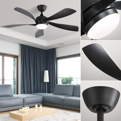 Ventilateur de plafond de 52 pouces avec télécommande et lumières, moteur CC silencieux, 5 pales, haut débit d'air (CFM)