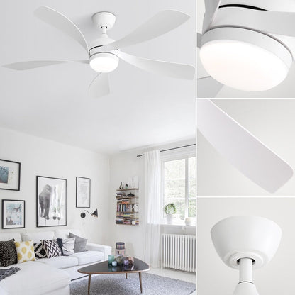 Ventilateur de plafond de 52 pouces avec télécommande et lumières, moteur CC silencieux, 5 pales, haut débit d'air (CFM)