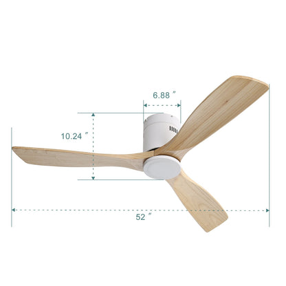 Ventilateur de plafond encastré Sofucor 52 pouces avec télécommande, moteur réversible et éclairage intégré en option