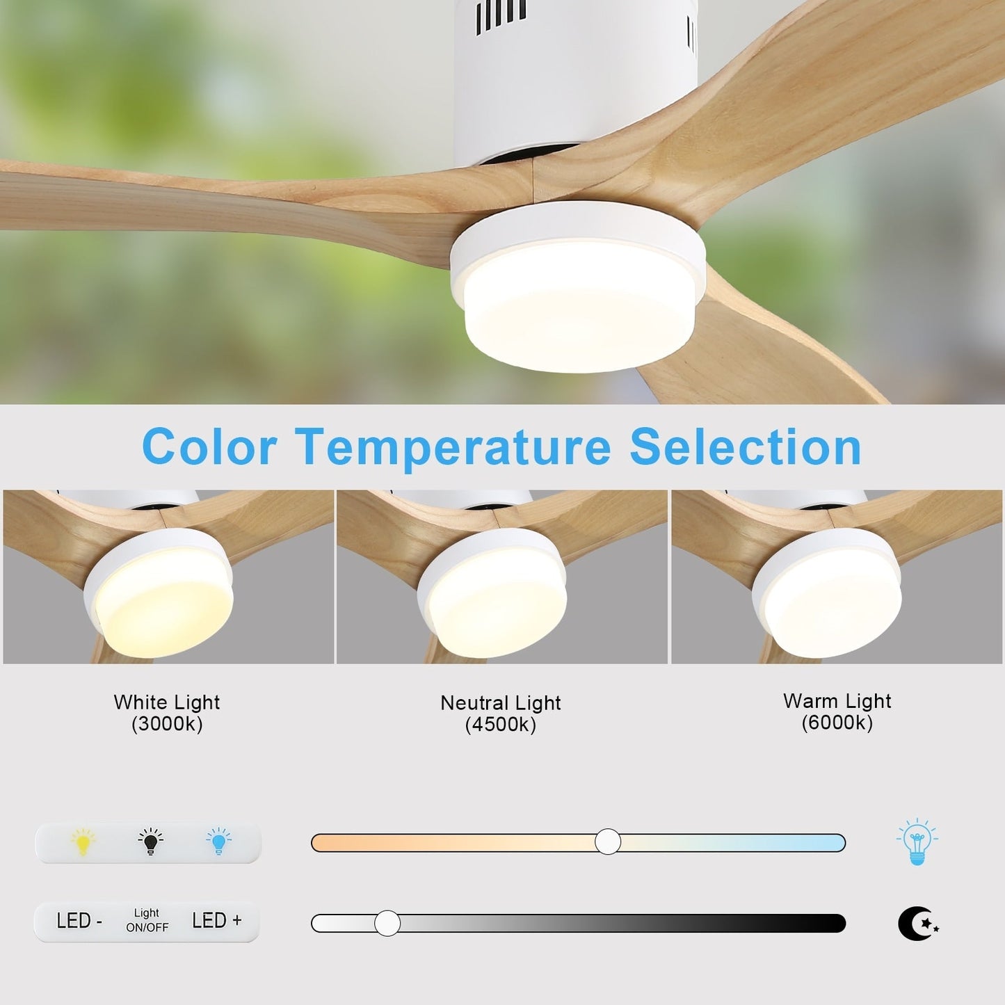 Ventilateur de plafond encastré Sofucor 52 pouces avec télécommande, moteur réversible et éclairage intégré en option