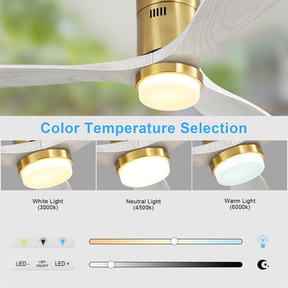 Ventilateur de plafond encastré Sofucor 52 pouces avec télécommande, moteur réversible et éclairage intégré en option