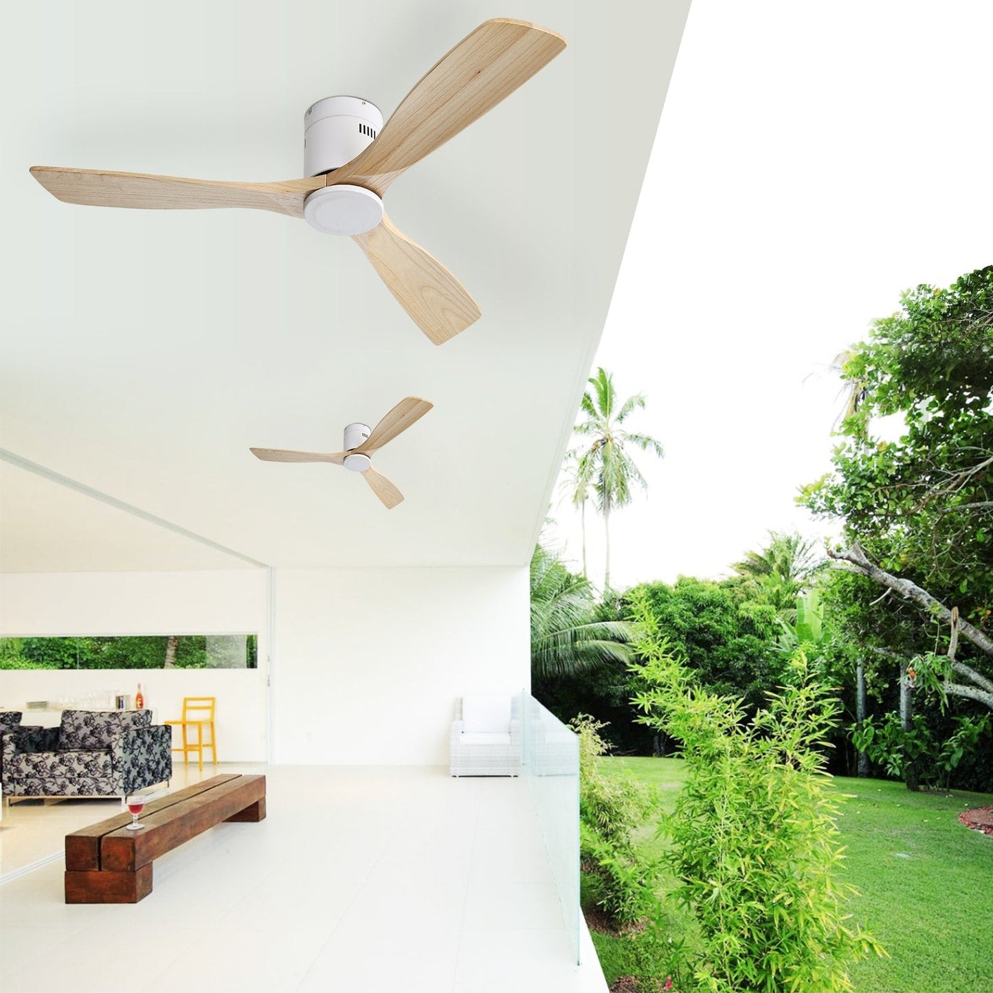 Ventilateur de plafond encastré Sofucor 52 pouces avec télécommande, moteur réversible et éclairage intégré en option