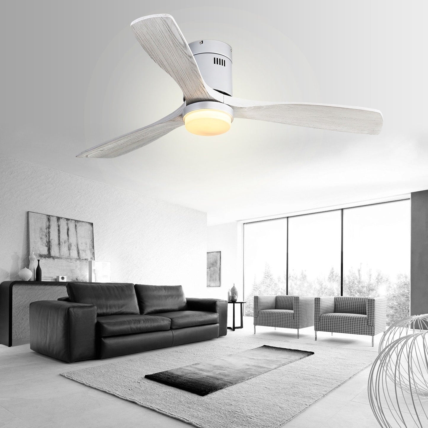 Ventilateur de plafond encastré Sofucor 52 pouces avec télécommande, moteur réversible et éclairage intégré en option