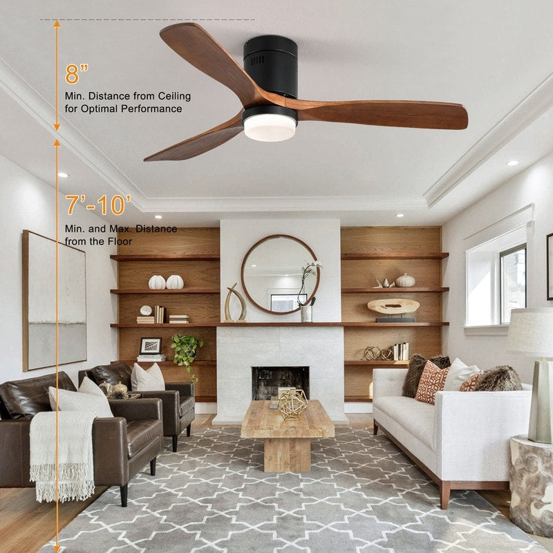 Ventilateur de plafond encastré Sofucor 52 pouces avec télécommande, moteur réversible et éclairage intégré en option