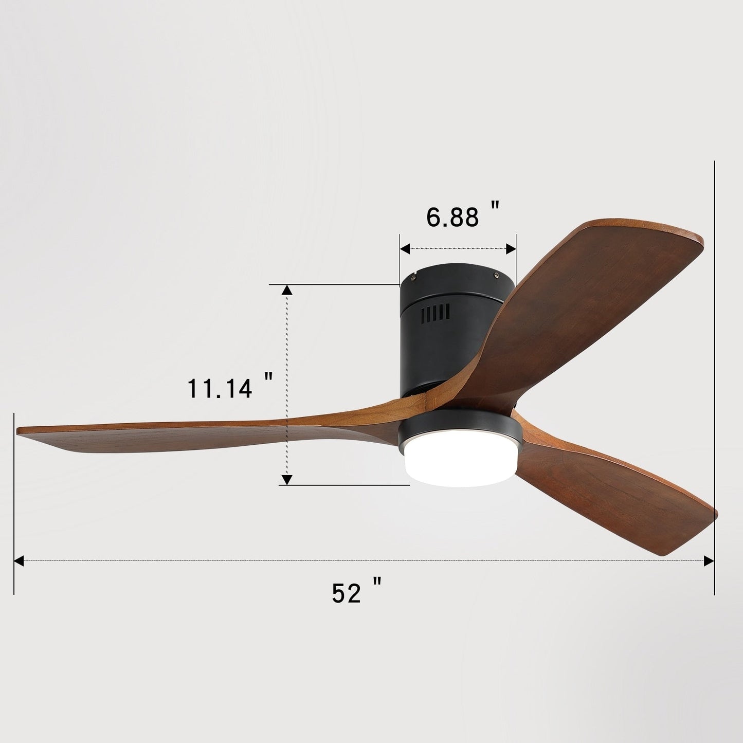 Ventilateur de plafond encastré Sofucor 52 pouces avec télécommande, moteur réversible et éclairage intégré en option