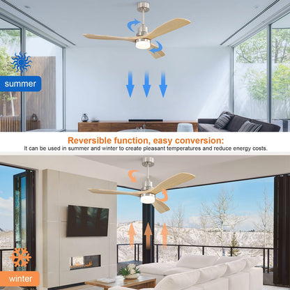 Ventilateur de plafond d'intérieur en bois Sofucor 52 avec télécommande et éclairage intégré en option