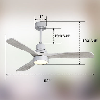 Ventilateur de plafond d'intérieur en bois Sofucor 52 avec télécommande et éclairage intégré en option