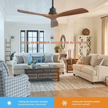 Ventilateur de plafond d'intérieur en bois Sofucor 52 avec télécommande et éclairage intégré en option
