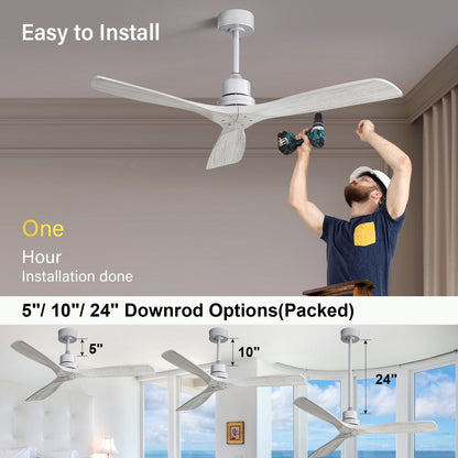 Ventilateur de plafond d'intérieur en bois Sofucor 52 avec télécommande et éclairage intégré en option