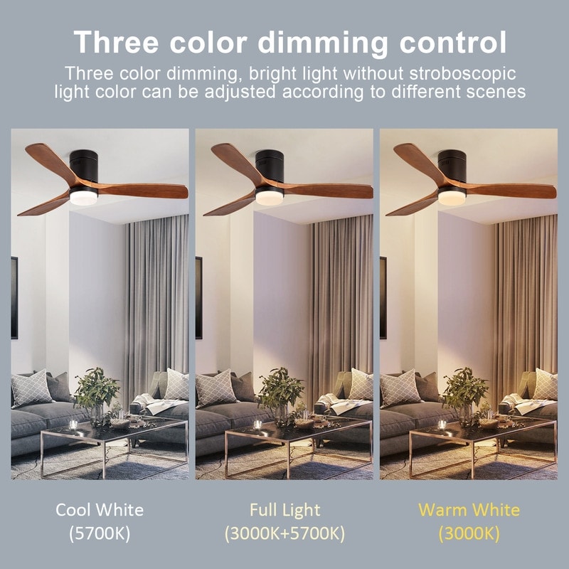 Ventilateur de plafond encastré Sofucor 52 pouces avec télécommande, moteur réversible et éclairage intégré en option