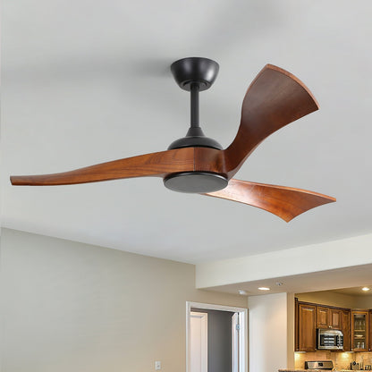 Ventilateur de plafond silencieux en bois de noyer 52/60/48 avec télécommande et éclairage intégré en option