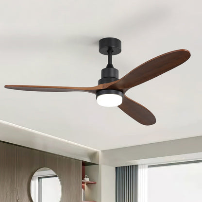 Ventilateur de plafond silencieux en bois de noyer 52/60/48 avec télécommande et éclairage intégré en option