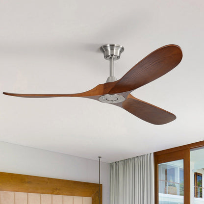 Ventilateur de plafond silencieux en bois de noyer 52/60/48 avec télécommande et éclairage intégré en option
