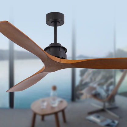 Ventilateur de plafond silencieux en bois de noyer 52/60/48 avec télécommande et éclairage intégré en option