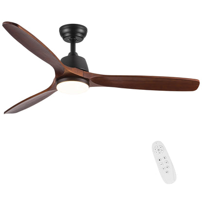 Ventilateur de plafond silencieux en bois de noyer 52/60/48 avec télécommande et éclairage intégré en option