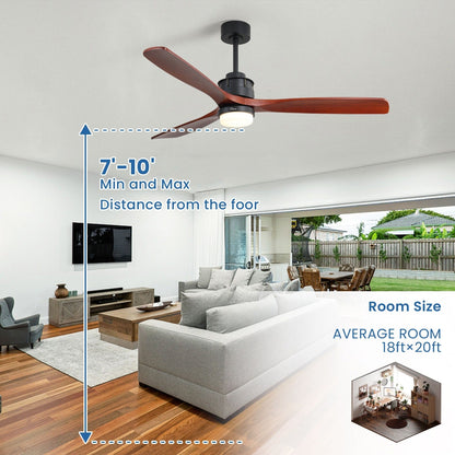 Ventilateur de plafond silencieux en bois de noyer 52/60/48 avec télécommande et éclairage intégré en option