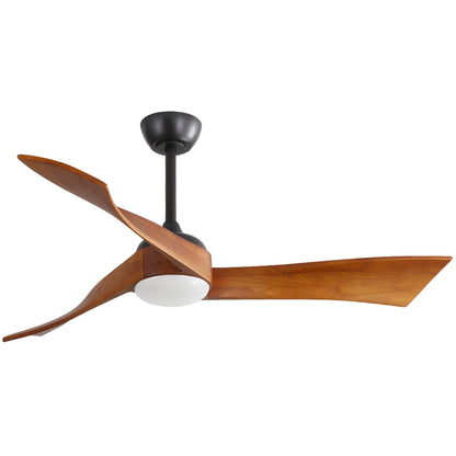 Ventilateur de plafond silencieux en bois de noyer 52/60/48 avec télécommande et éclairage intégré en option