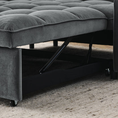 53 Foam Adjustable Loveseat Sofa Bed with Pull-Out Bed, USB/Type-C Charging, Copper Nail Trim, and Arm Storage Pockets
