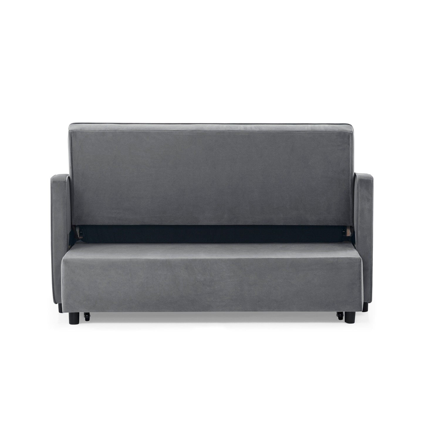 53 Foam Adjustable Loveseat Sofa Bed with Pull-Out Bed, USB/Type-C Charging, Copper Nail Trim, and Arm Storage Pockets
