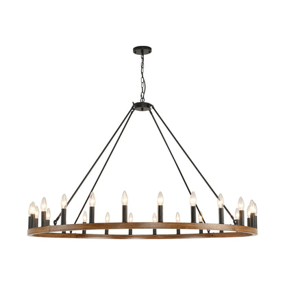 Lustre rond à 24 lumières en forme de roue de chariot de 54 pouces