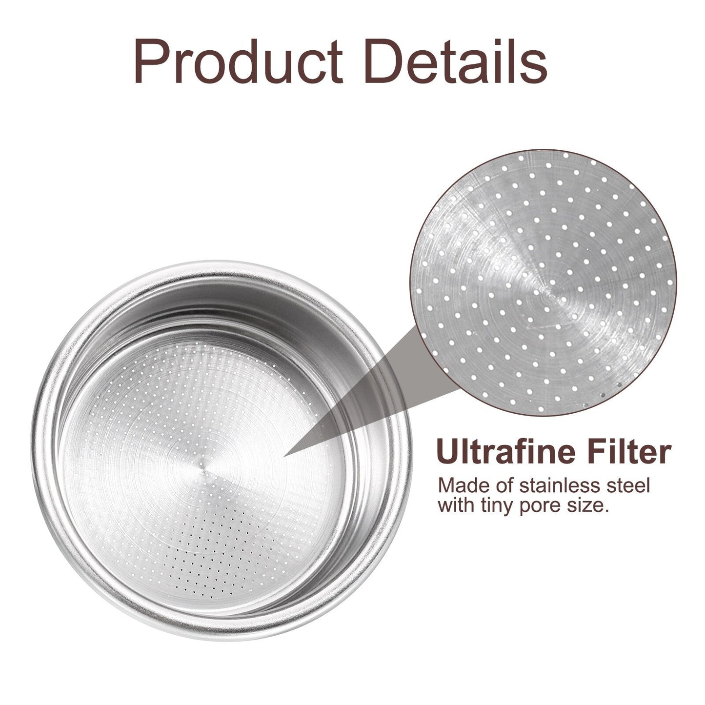 Panier filtre à café 54 mm, bol pour machine à expresso 2 tasses en acier inoxydable - Argent