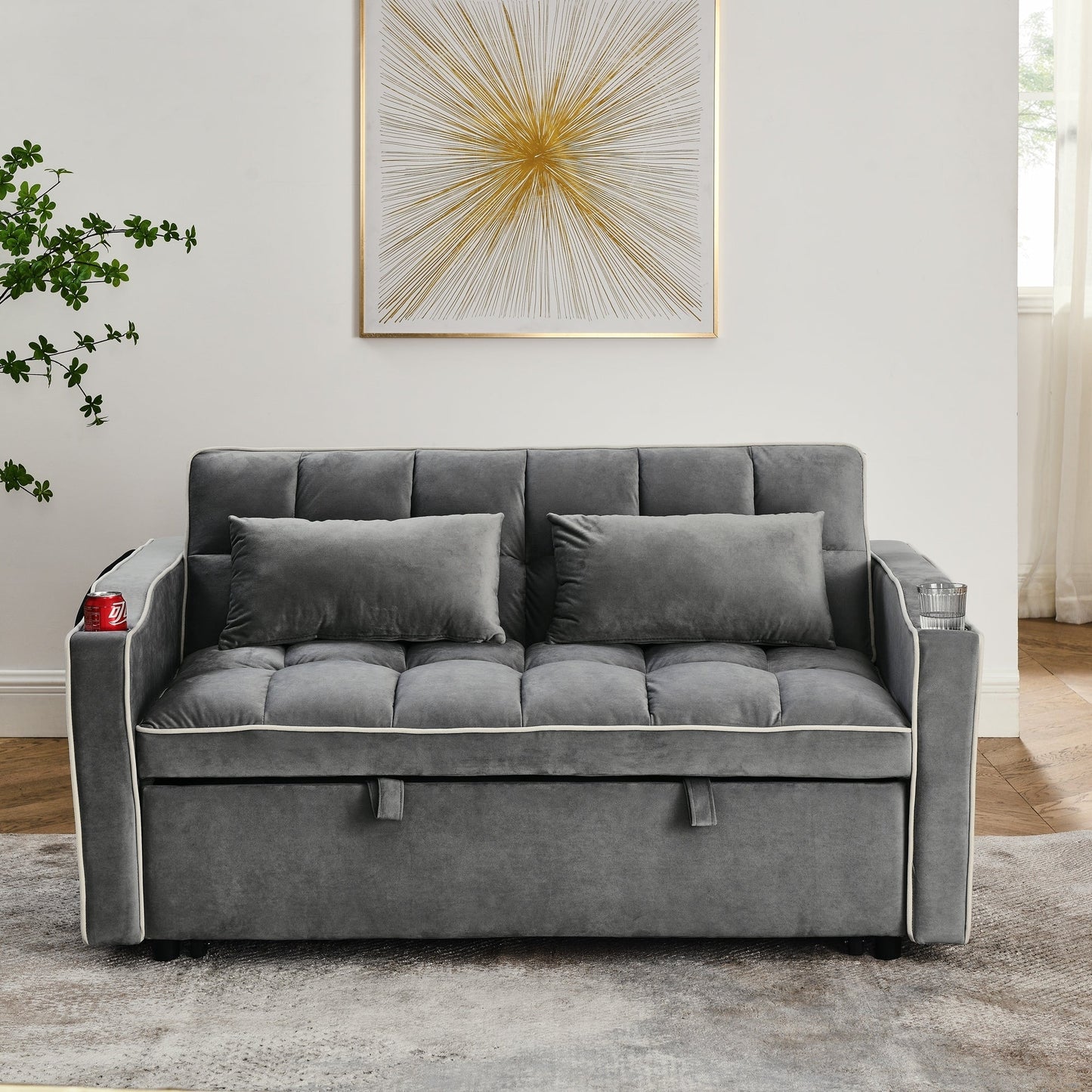 Canapé-lit pliable polyvalent de 55,51 pouces en 3 longueurs