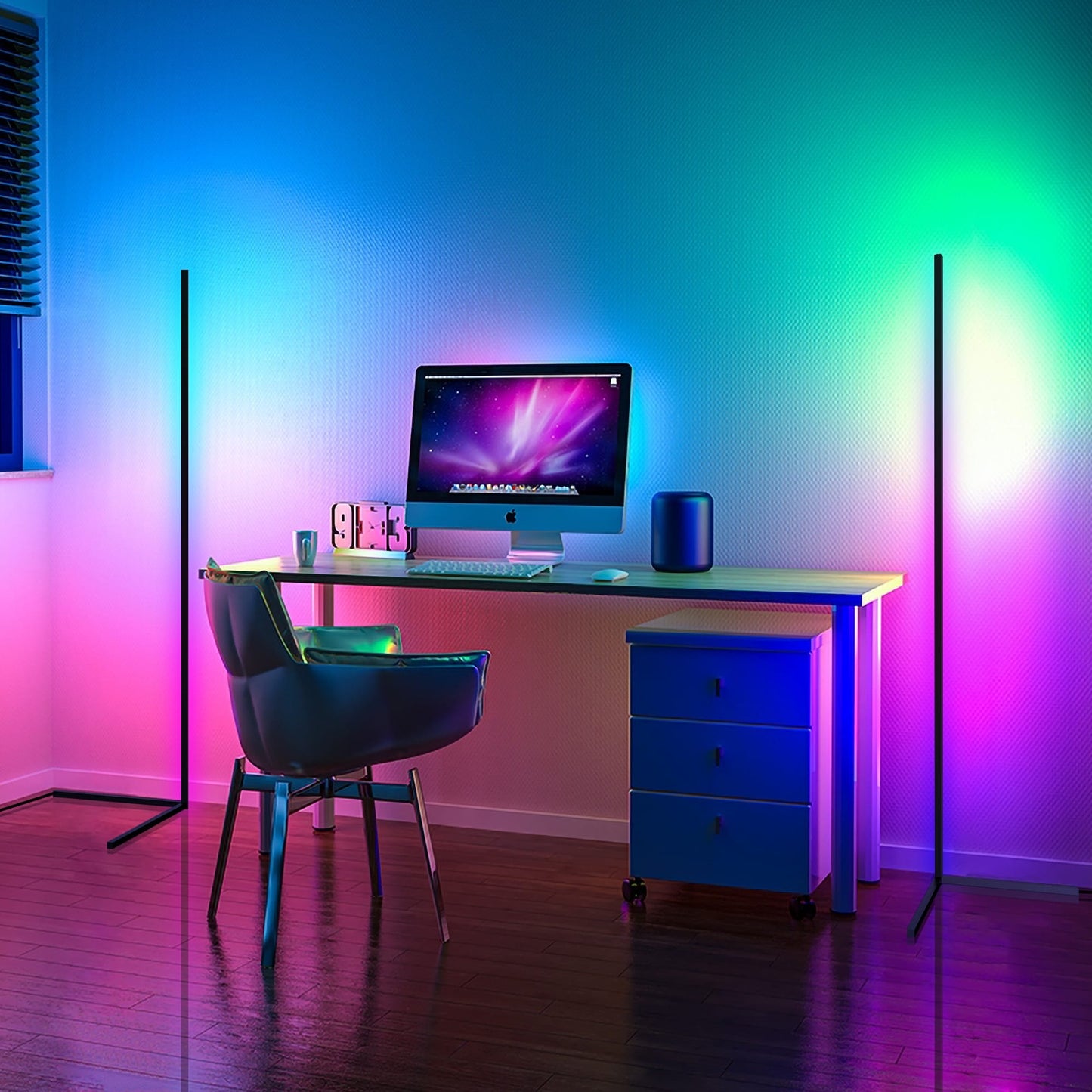 Lampe d'angle en métal RVB 55 LED minimaliste