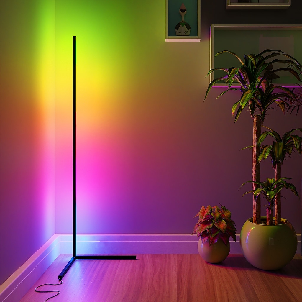 Lampe d'angle en métal RVB 55 LED minimaliste