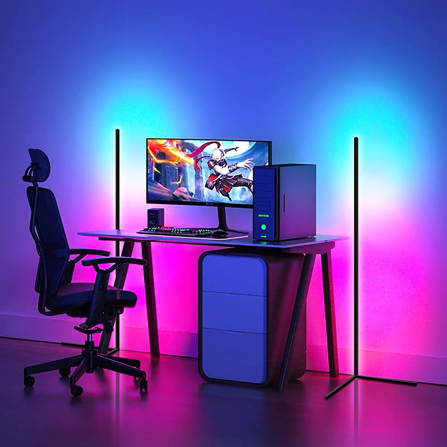 Lampe d'angle en métal RVB 55 LED minimaliste