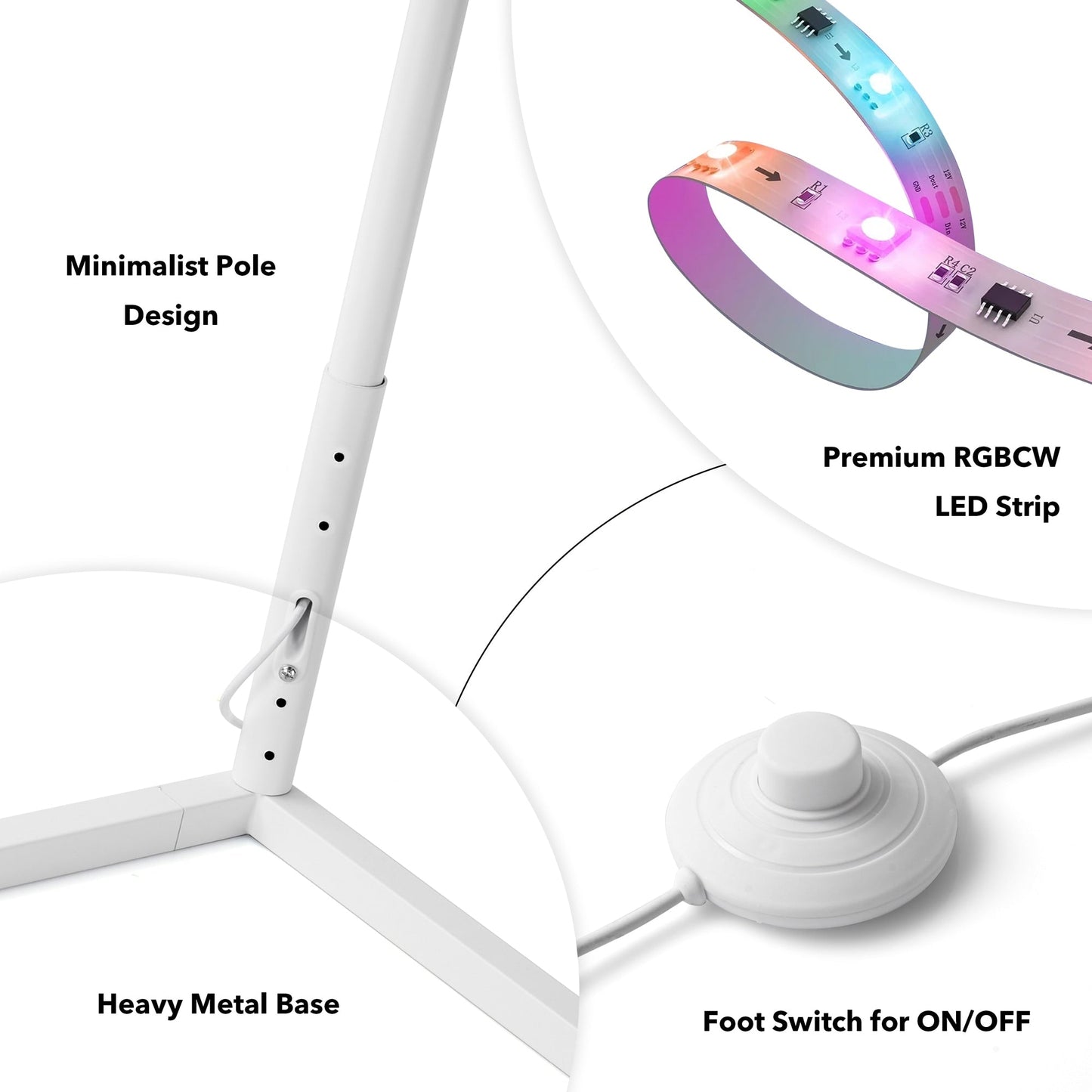Lampe d'angle en métal RVB 55 LED minimaliste