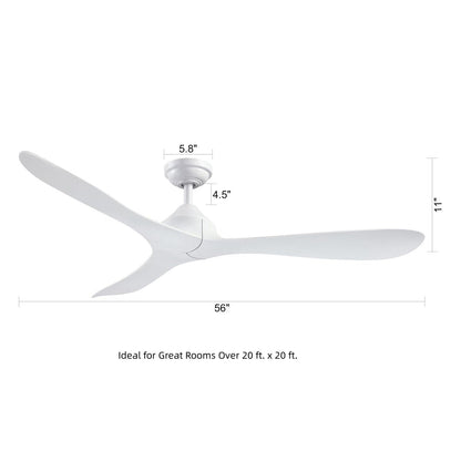 Ventilateur de plafond moderne noir à hélice à courant continu à 3 pales avec télécommande
