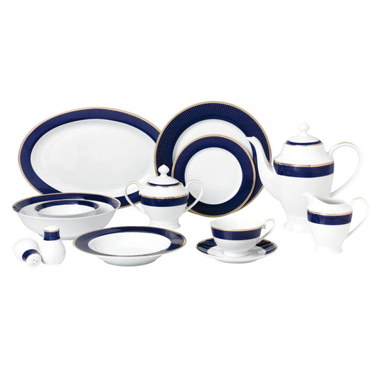 Service de table en porcelaine tendre 57 pièces - Minuit - Doré