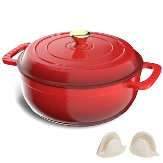 Cocotte ronde en fonte émaillée rouge de 6 pintes avec couvercle