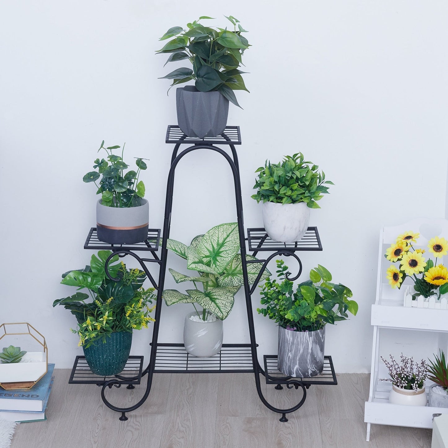 Support de pot de fleurs en métal à 6 niveaux pour balcon, étagère sur pied
