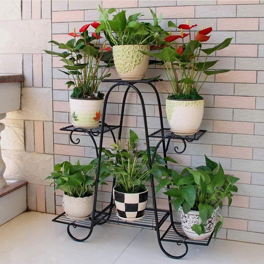 Support de pot de fleurs en métal à 6 niveaux pour balcon, étagère sur pied
