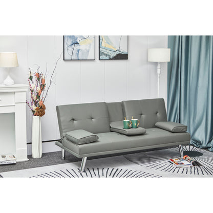 Canapé-lit gigogne multifonction en cuir blanc avec table basse - 31,00 x 67,00 x 33,00