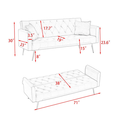 Canapé-lit double convertible rembourré et pliable - 19,00 x 71,00 x 30,00