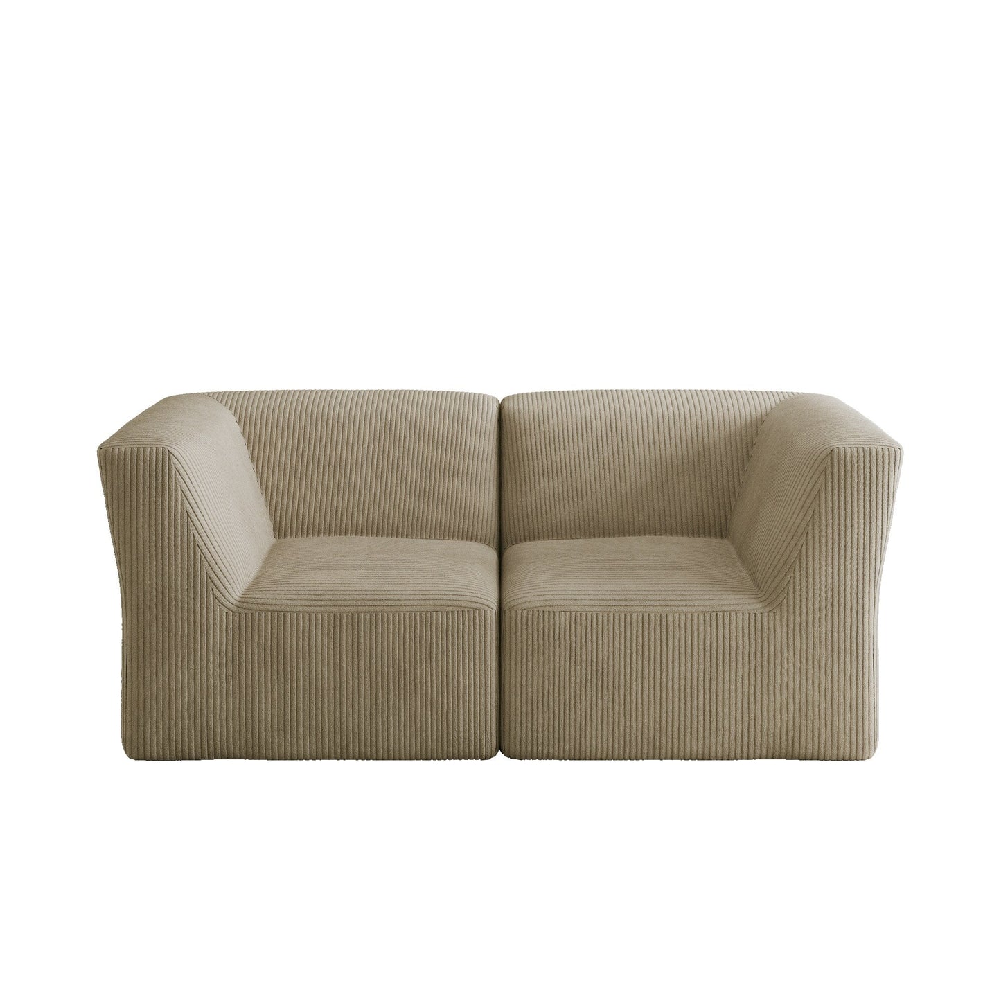 71 W Corduroy Fully Sponge Molded Couch Modular Sectional Sofa